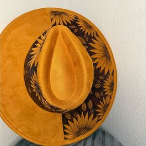 Sunflower Patterned Wide Brim Hat